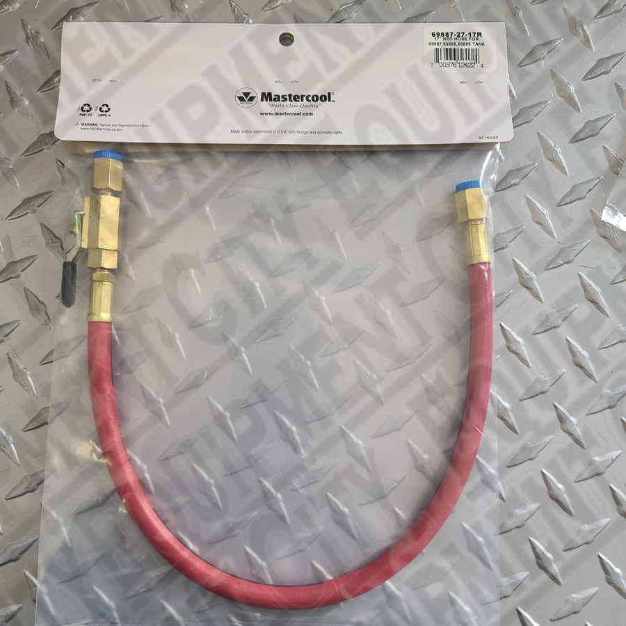 Mastercool 69887-27-17R Red High Side Tank Hose with Ball Valve 17 Inches